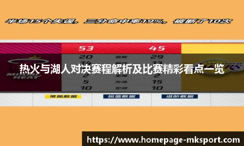 热火与湖人对决赛程解析及比赛精彩看点一览
